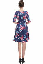 Load image into Gallery viewer, Kimi + Kai Women&#39;s &quot;Portia&quot; Floral Print Faux Wrap Midi Dress