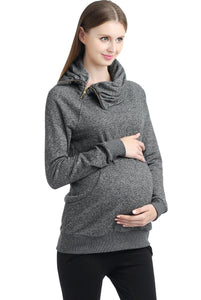 Kimi + Kai Maternity "Thea" Zip Collar Sweatshirt