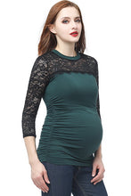 Load image into Gallery viewer, Kimi + Kai Maternity &quot;Rainey&quot; Ruched Lace Accent Top
