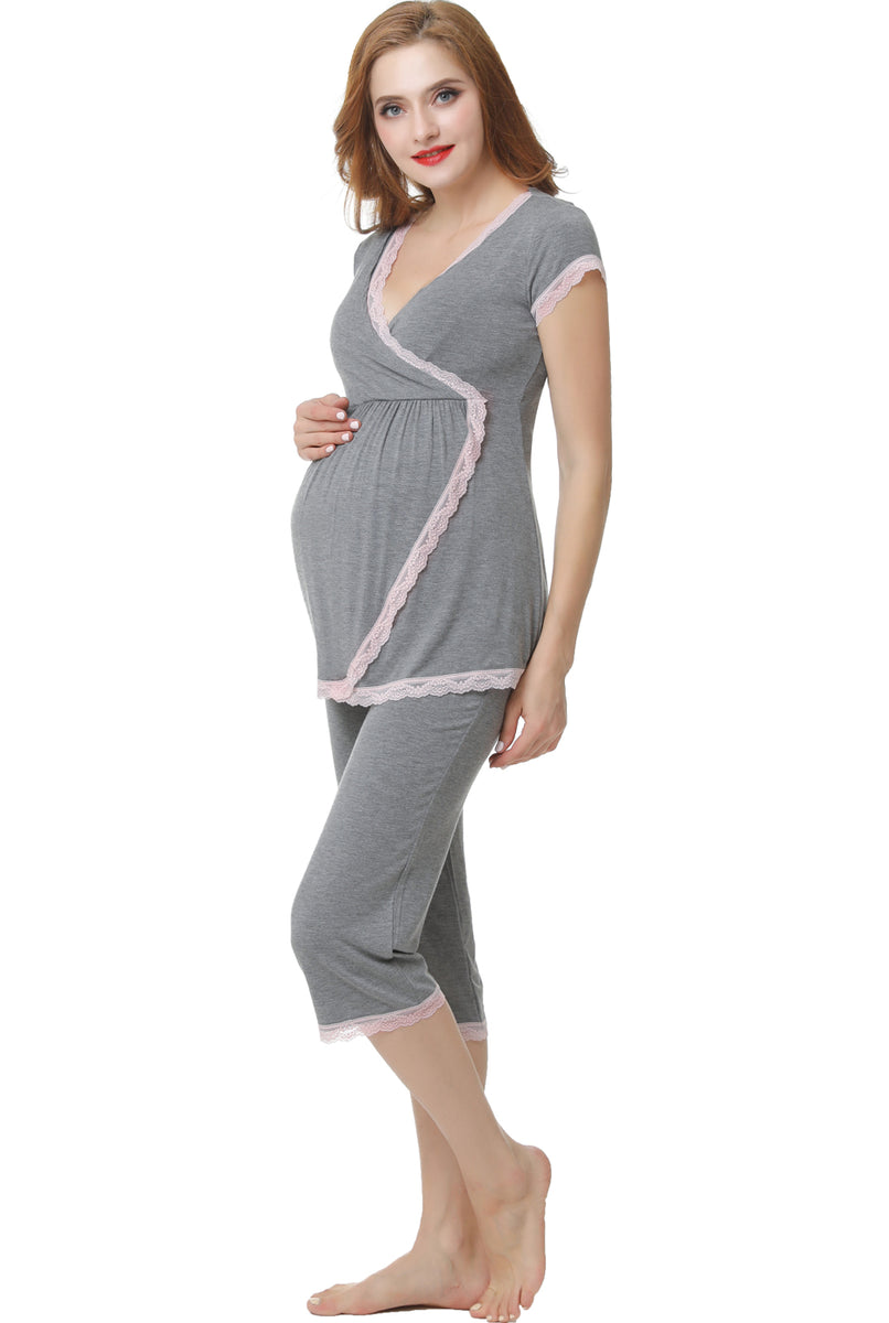 Maternity & Nursing pyjama set by CC (grey, pink)