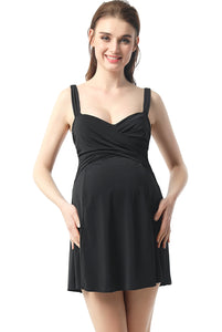 Kimi + Kai Maternity "Julie" Ruched Skirted One Piece Swim Bathing Suit