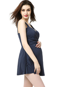 Kimi + Kai Maternity "Julie" Ruched Skirted One Piece Swim Bathing Suit