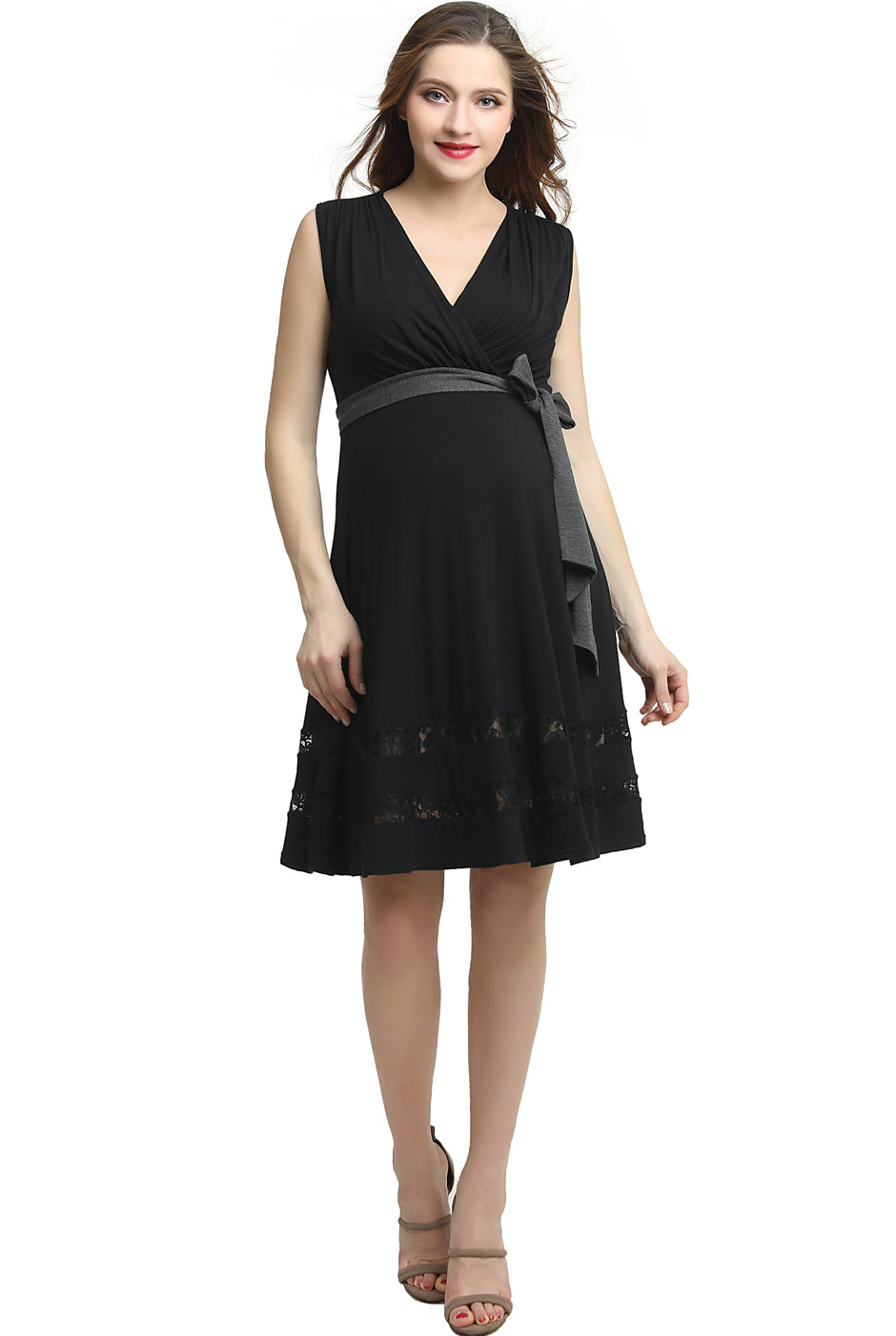 Kimi + Kai Marji Lace Accent Maternity Nursing Dress - Black - Size S Kimi + Kai Marji Lace Accent Maternity Nursing Dress - Black - Size S