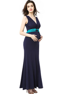 Kimi + Kai Maternity "Scarlett" Colorblock Nursing Maxi Dress