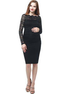 Kimi + Kai Maternity "Hannah" Off-the-Shoulder Midi Dress