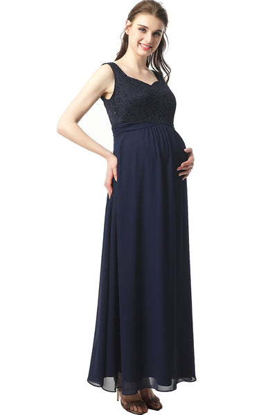 Kimi + Kai Maternity "Kyra" Lace Accent Maxi Dress