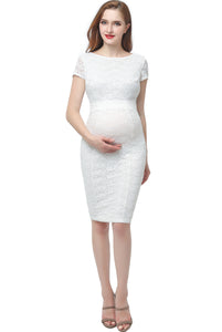 Kimi + Kai Maternity "Lyanna" Lace Trim Midi Dress