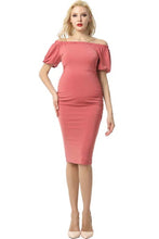 Load image into Gallery viewer, Kimi + Kai Maternity &quot;Becka&quot; Convertible Shoulder Ruched Dress