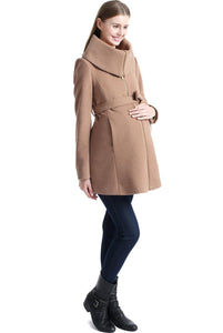 Kimi + Kai Maternity "Mia" Wool Blend Fold Collar Coat