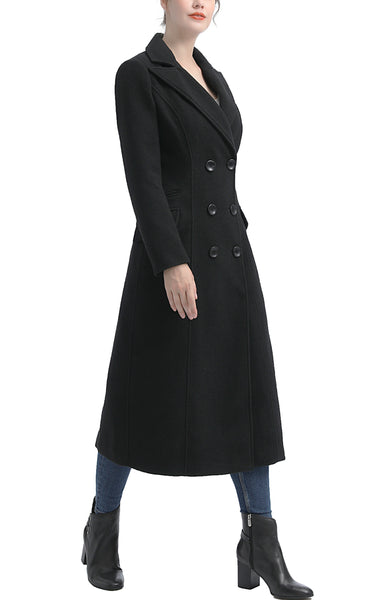 Kimi + Kai Women's "Ovie" Double Breasted Wool Blend Long Coat
