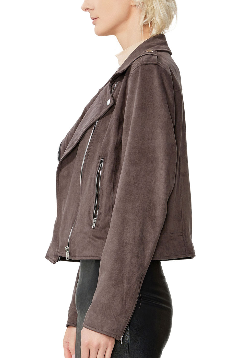 Kimi + Kai Women's "Willa" Faux Suede Moto Jacket