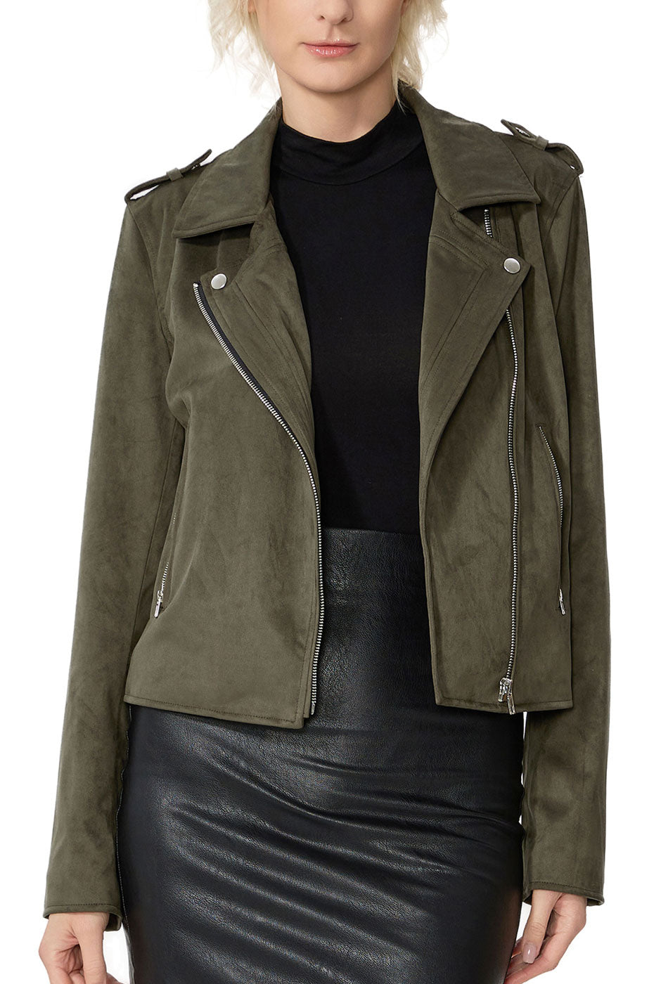 Kimi + Kai Women's "Willa" Faux Suede Moto Jacket