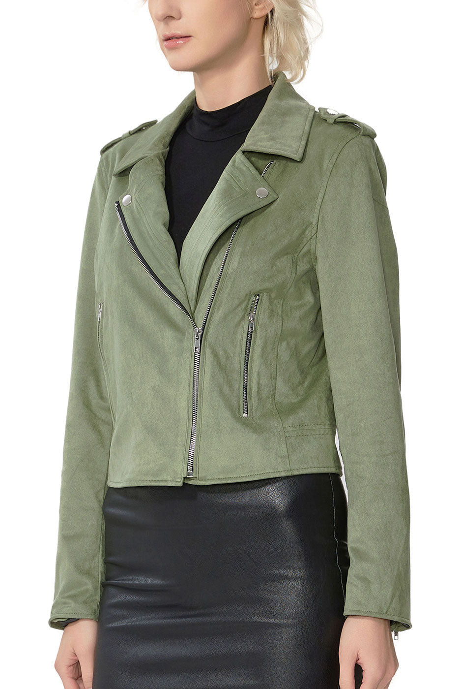 Kimi + Kai Women's "Willa" Faux Suede Moto Jacket