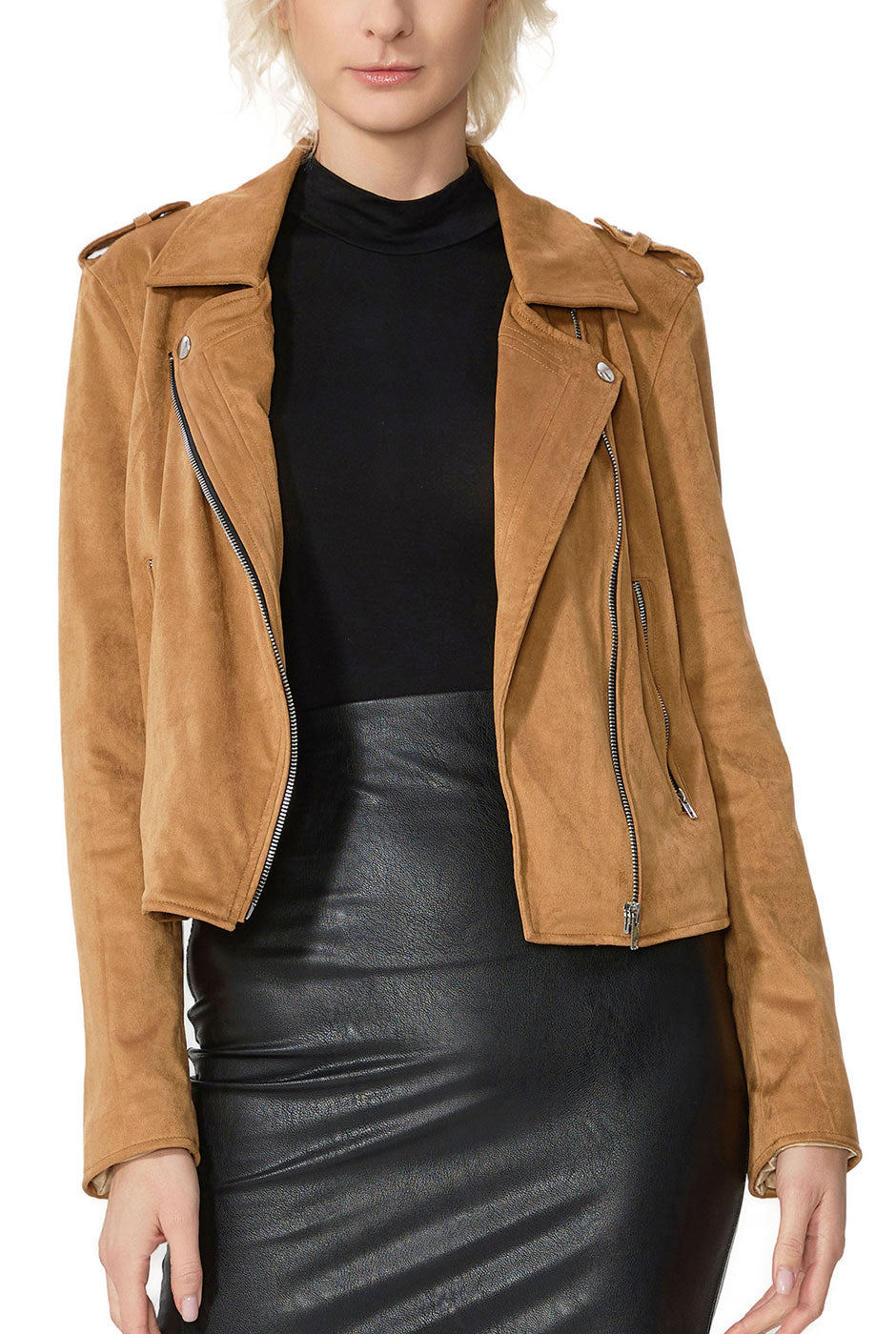 Kimi + Kai Women's "Willa" Faux Suede Moto Jacket
