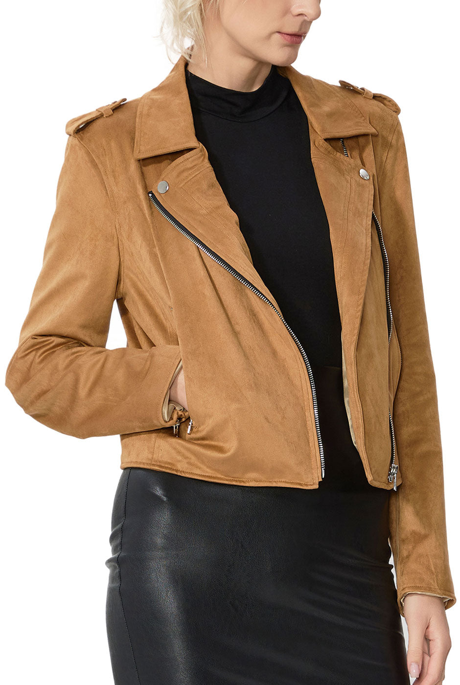 Kimi + Kai Women's "Willa" Faux Suede Moto Jacket