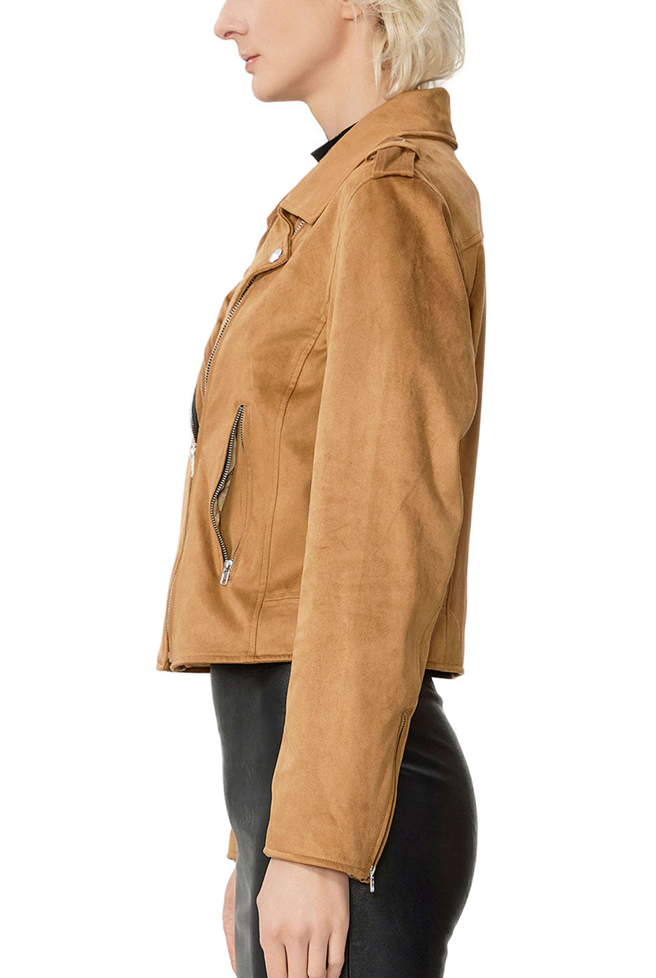 Kimi + Kai Women's "Willa" Faux Suede Moto Jacket