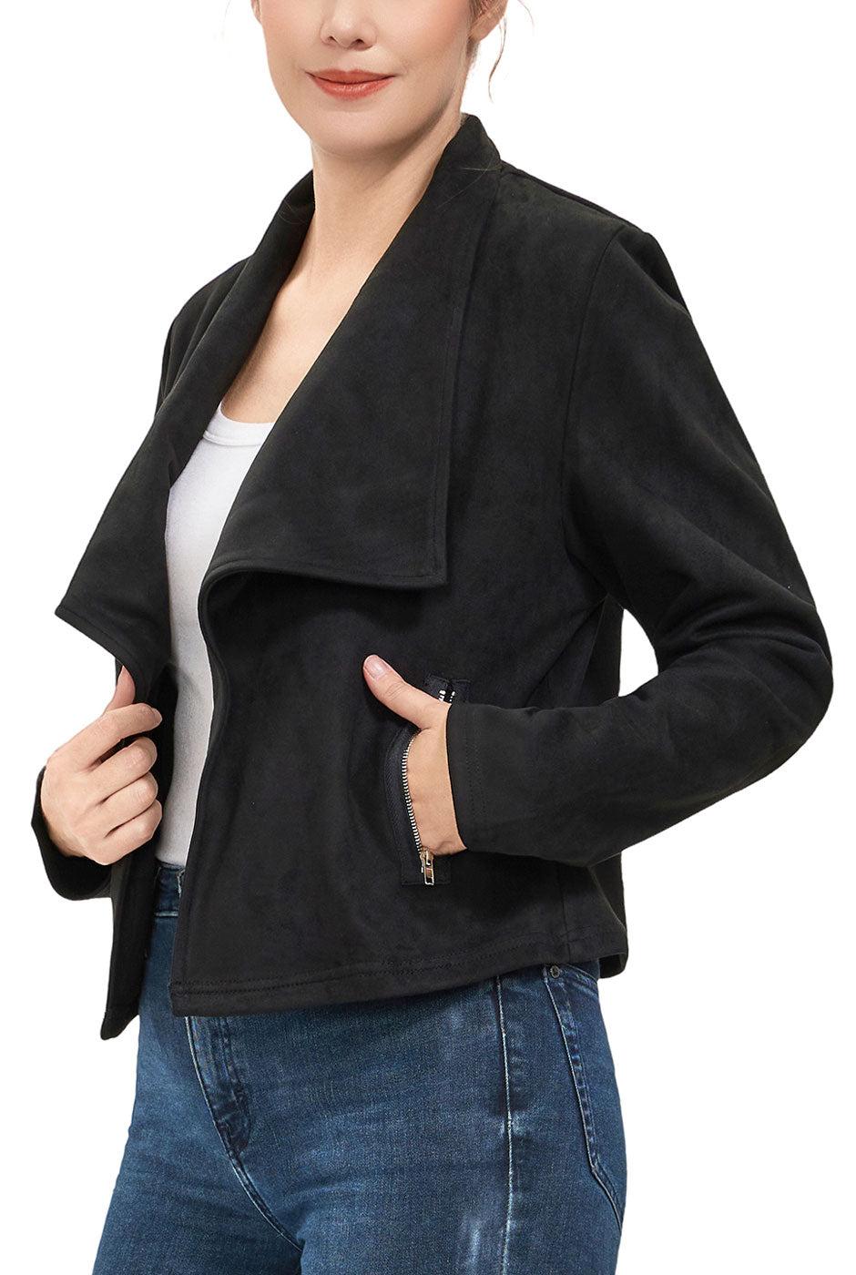 Kimi + Kai Women's Faux Suede Open Front Jacket
