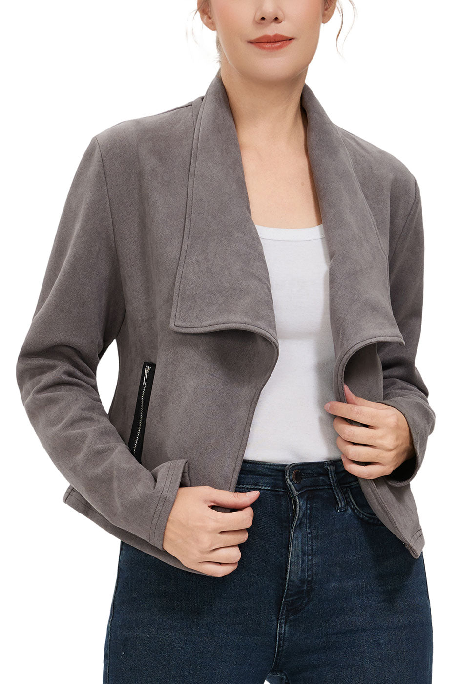 Kimi + Kai Women's Faux Suede Open Front Jacket