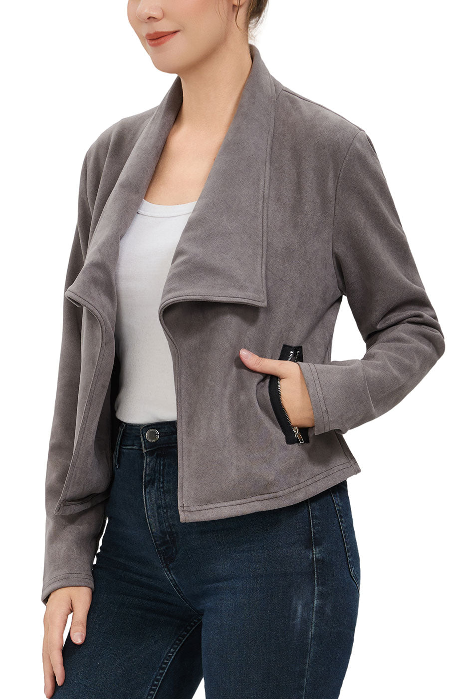 Kimi + Kai Women's Faux Suede Open Front Jacket