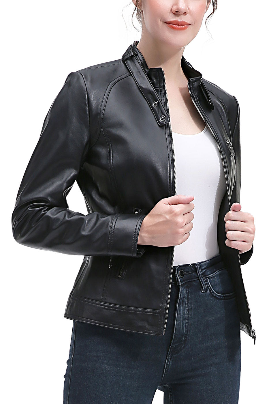 Kimi + Kai Women's "Emy" Leather Moto Jacket