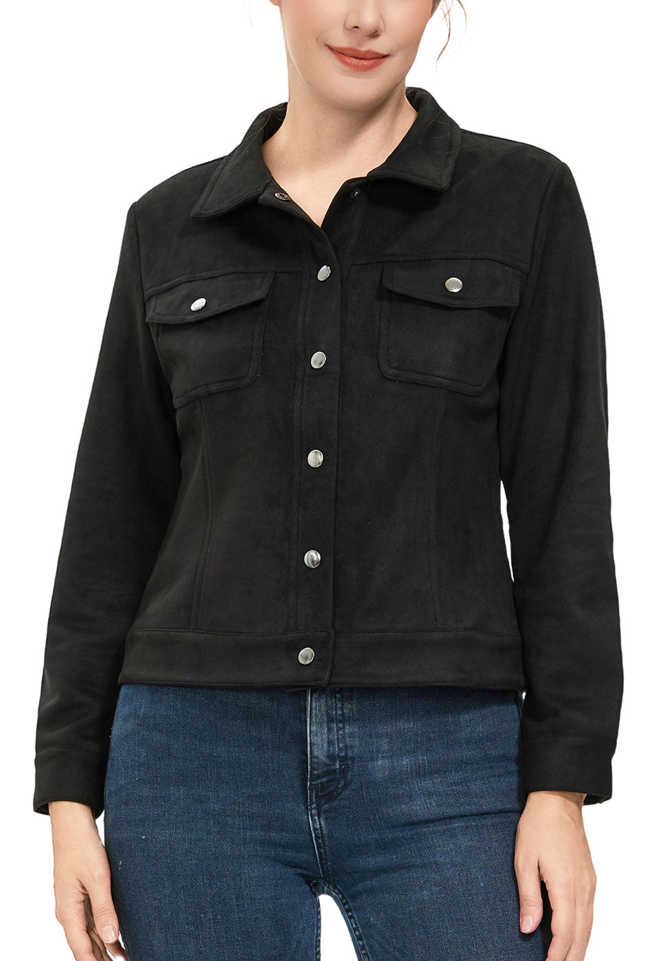 Kimi + Kai Women's Faux Suede Trucker Jacket