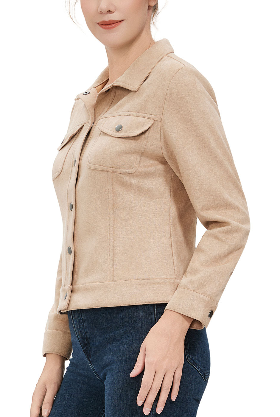 Kimi + Kai Women's Faux Suede Trucker Jacket