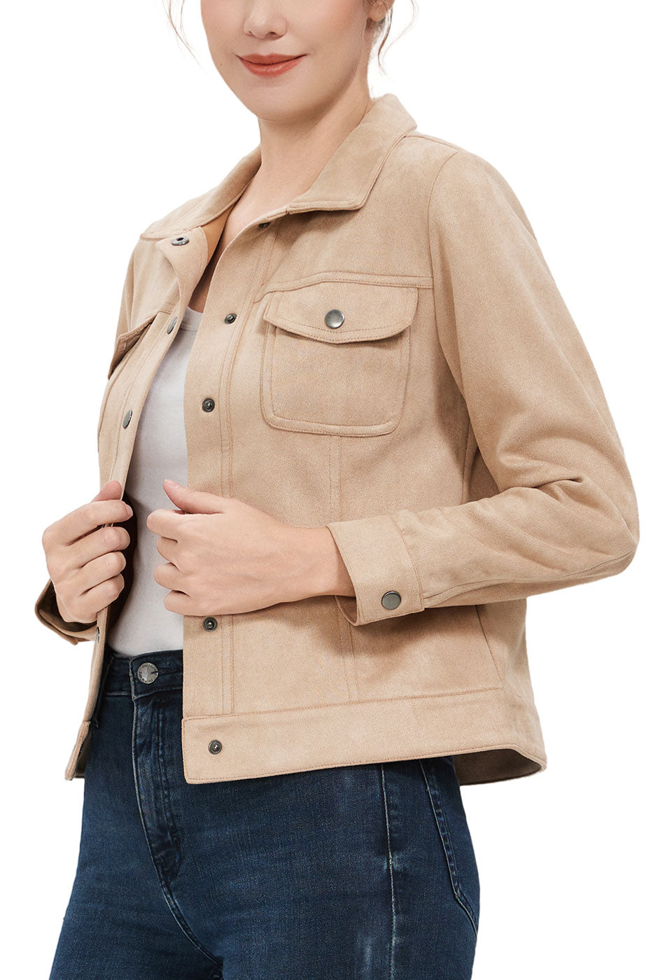 Kimi + Kai Women's Faux Suede Trucker Jacket