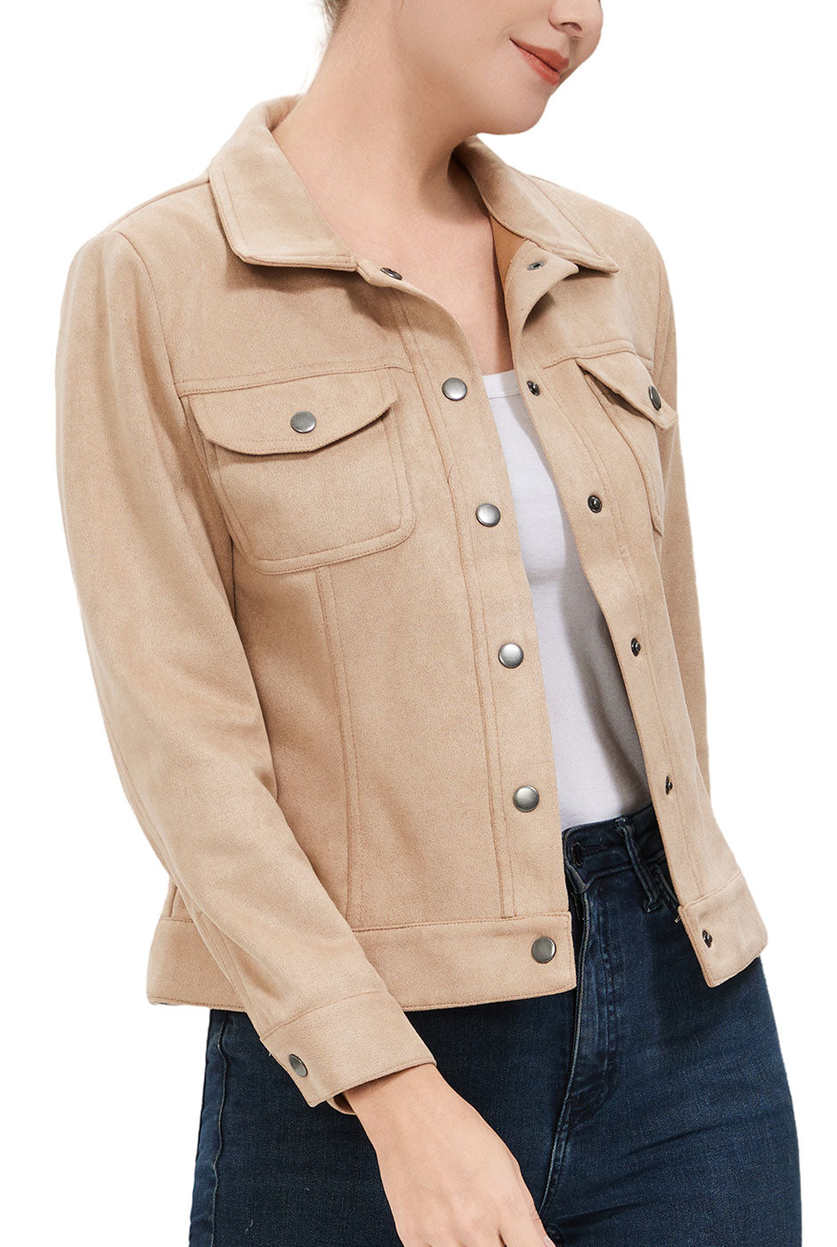 Kimi + Kai Women's Faux Suede Trucker Jacket