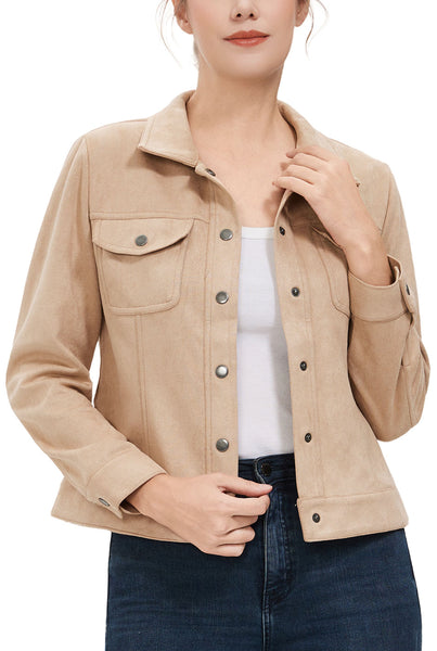 Kimi + Kai Women's Faux Suede Trucker Jacket