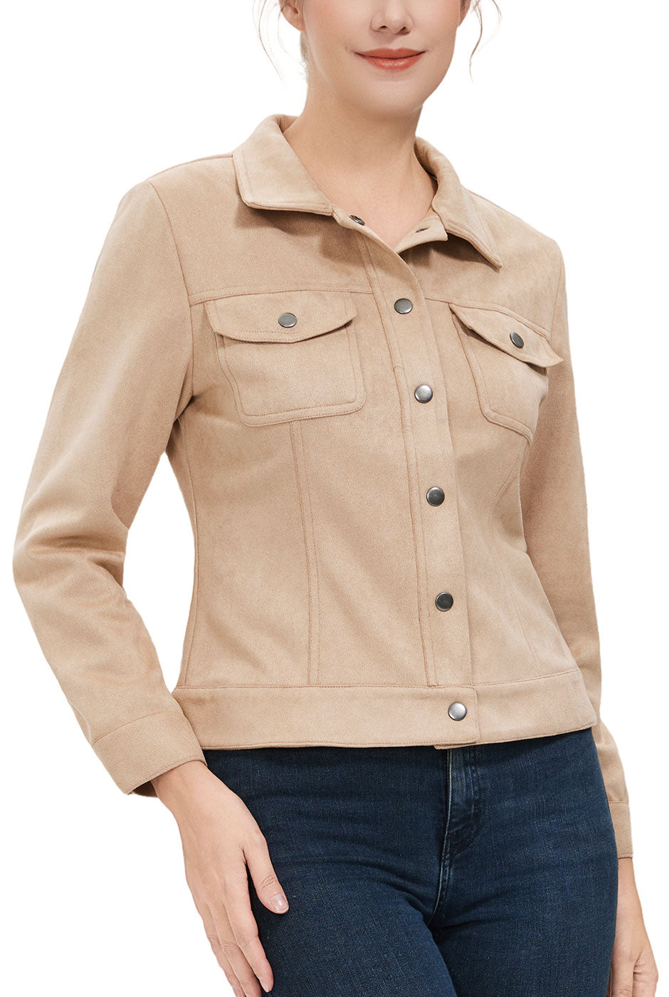 Kimi + Kai Women's Faux Suede Trucker Jacket