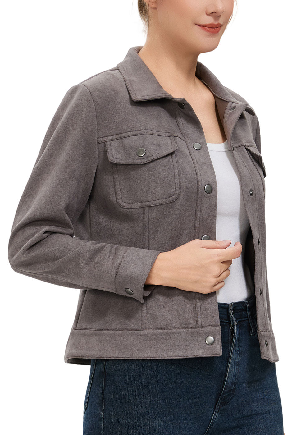Kimi + Kai Women's Faux Suede Trucker Jacket