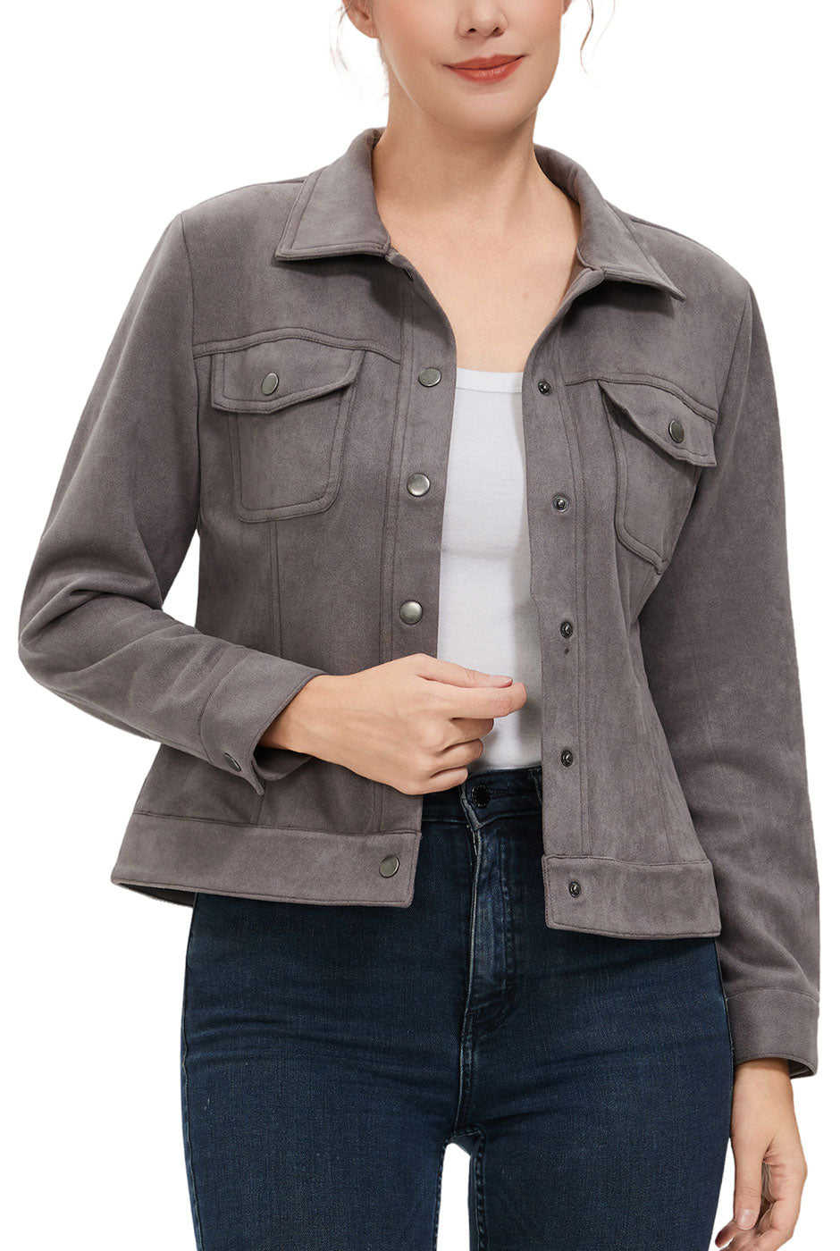 Kimi + Kai Women's Faux Suede Trucker Jacket