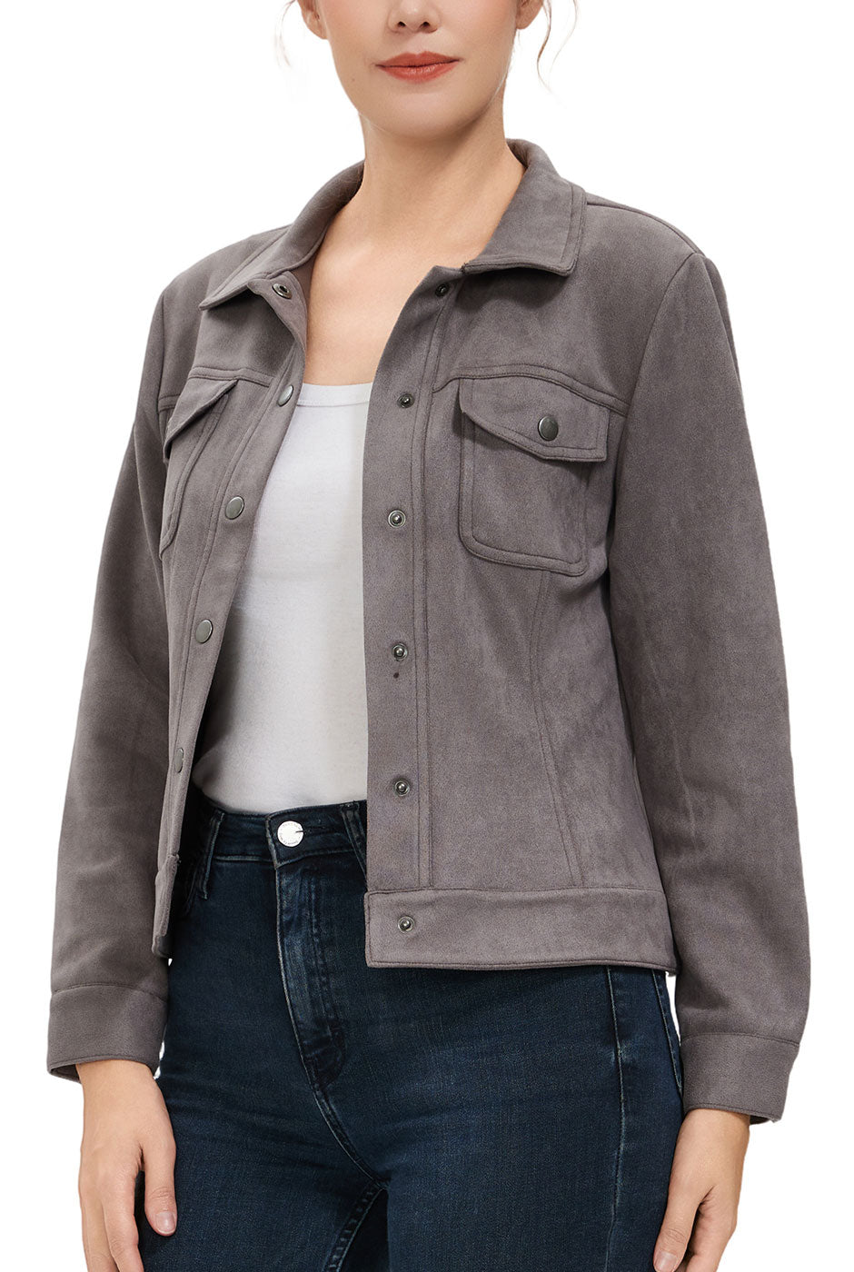 Kimi + Kai Women's Faux Suede Trucker Jacket
