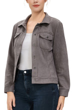 Load image into Gallery viewer, Kimi + Kai Women's Faux Suede Trucker Jacket