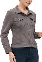 Load image into Gallery viewer, Kimi + Kai Women's Faux Suede Trucker Jacket