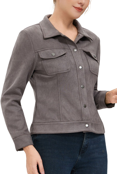 Kimi + Kai Women's Faux Suede Trucker Jacket