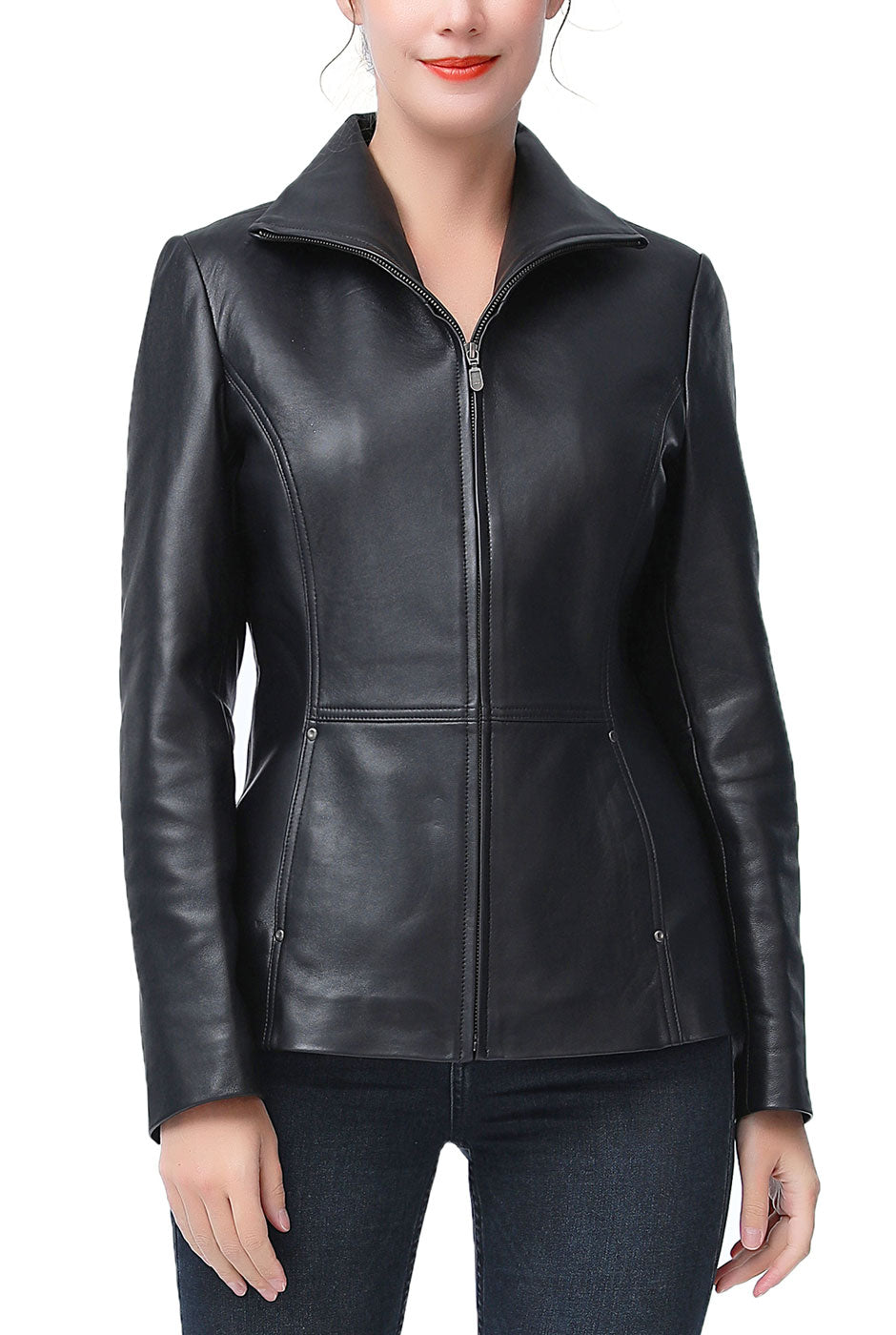 Kimi + Kai Women's "Eva" Zip Front Leather Jacket