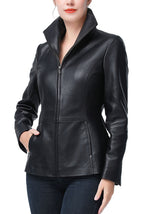 Kimi + Kai Women's "Eva" Zip Front Leather Jacket