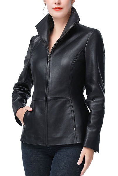 Kimi + Kai Women's "Eva" Zip Front Leather Jacket