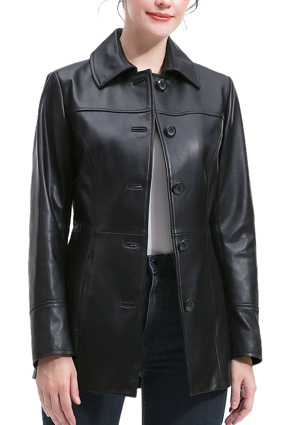 Kimi + Kai Women's "Ailany" Leather Car Coat