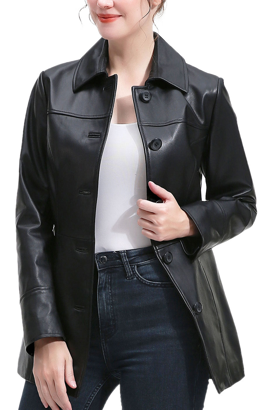 Kimi + Kai Women's "Ailany" Leather Car Coat