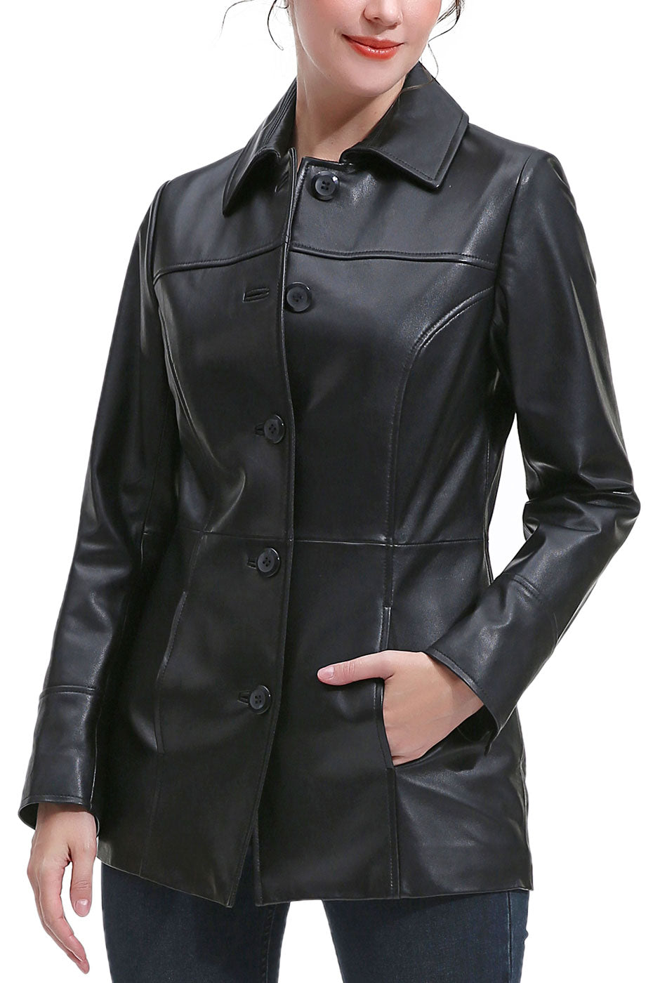 Kimi + Kai Women's "Ailany" Leather Car Coat