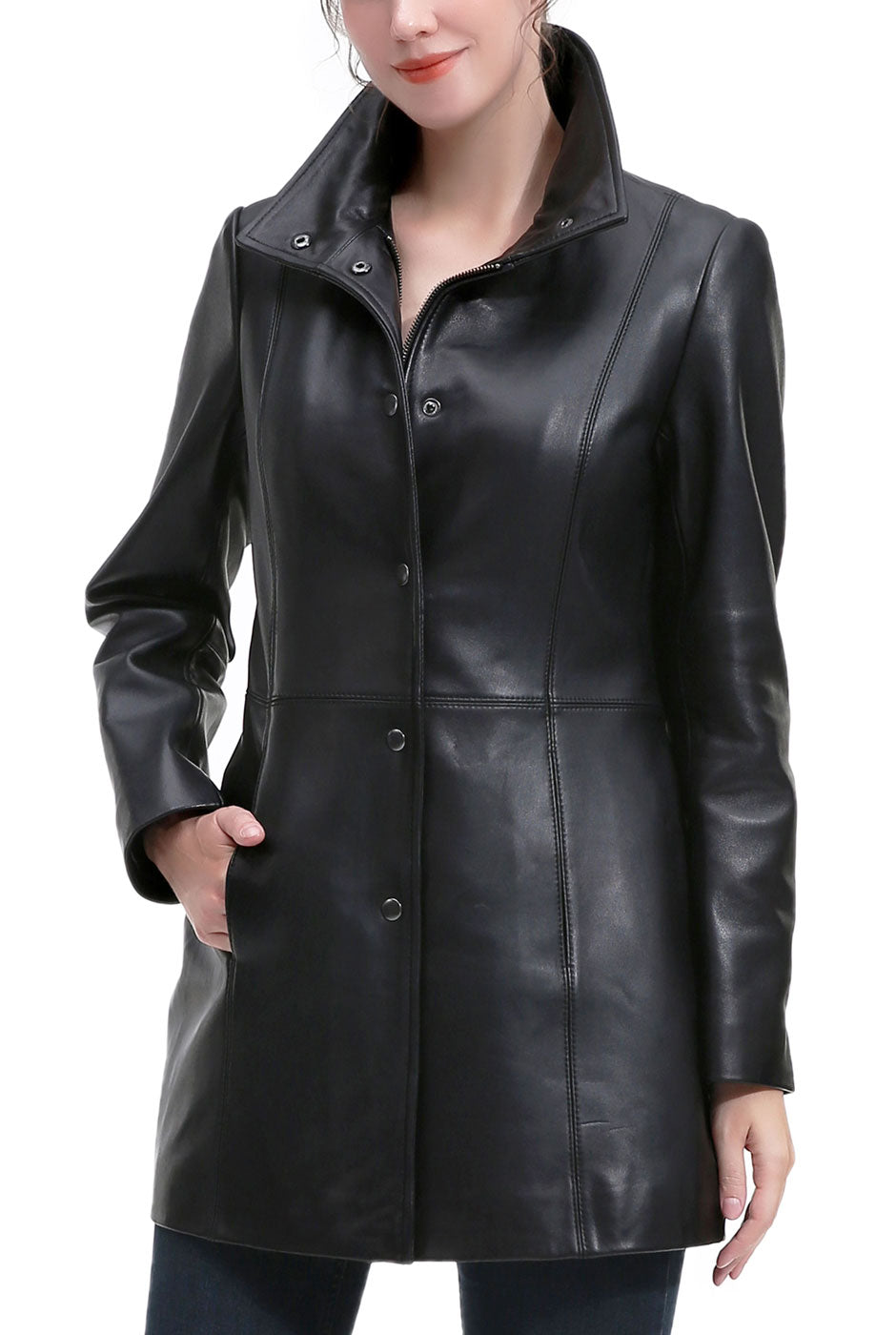 Kimi + Kai Women's "Ivy" Leather Car Coat