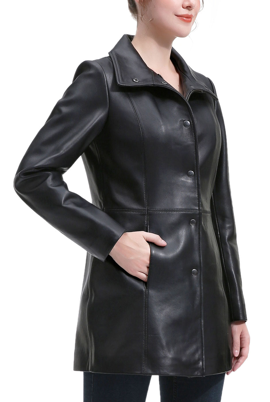 Kimi + Kai Women's "Ivy" Leather Car Coat