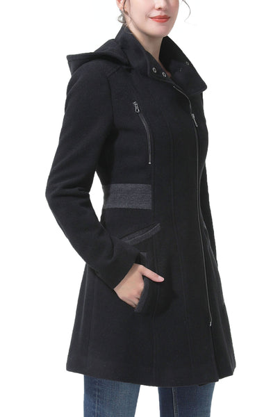 Kimi + Kai Women's "Miller" Wool Blend Hooded Walker Coat