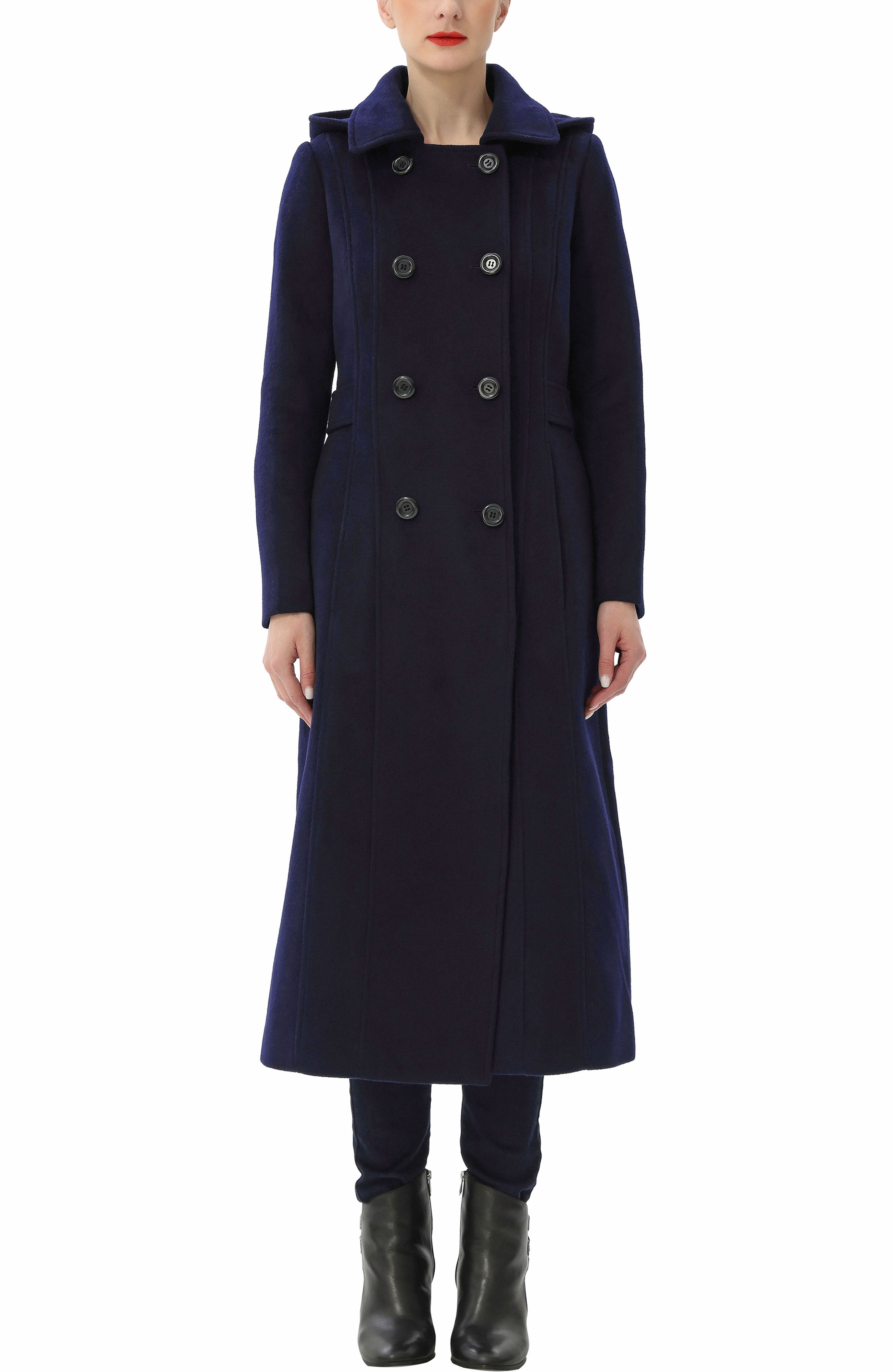 Kimi + Kai Women's "Laila" Long Hooded Wool Walking Coat