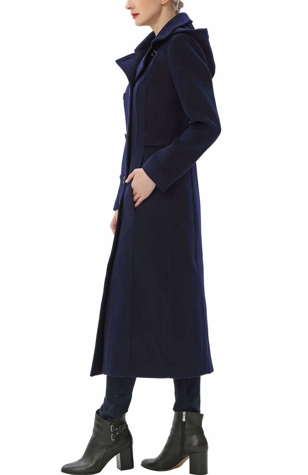 Kimi + Kai Women's "Laila" Long Hooded Wool Walking Coat