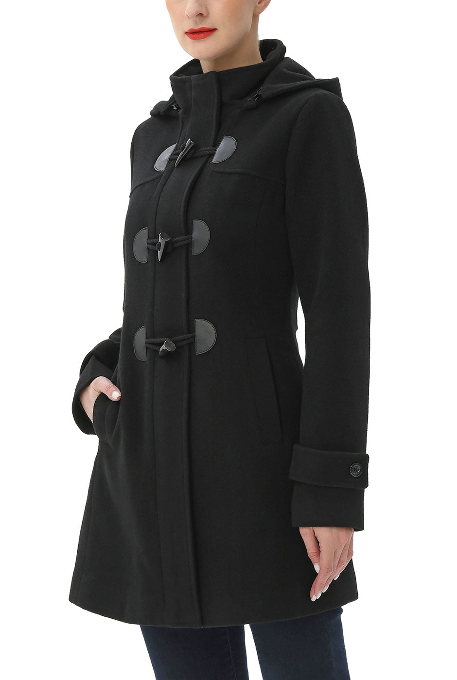 Kimi + Kai Women's "Noemi" Hooded Wool Blend Toggle Duffle Coat
