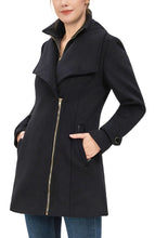 Load image into Gallery viewer, Kimi + Kai Women's "Kinsley" Wool Blend Zip Front Walking Coat