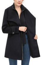 Load image into Gallery viewer, Kimi + Kai Women's "Kinsley" Wool Blend Zip Front Walking Coat